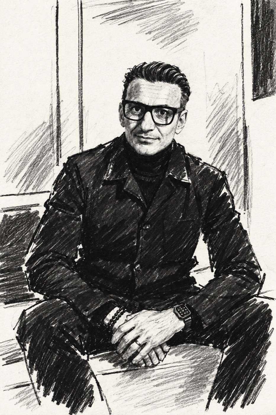 Illustrated portrait of Sergio Mottola